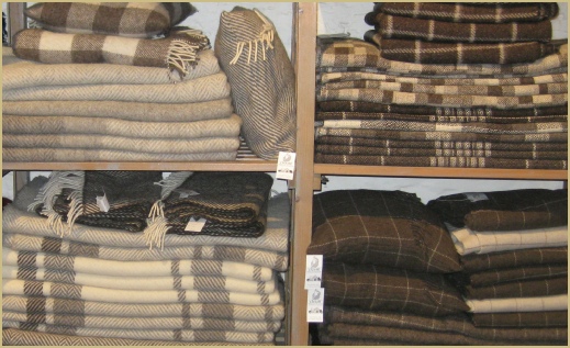Always a good selection of rugs and throws in natural, undyed English fleece wool at Cotswold |Woollen Weavers in Filkins
