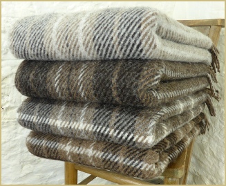 Natural British Wool Plaid & Stripe Throws